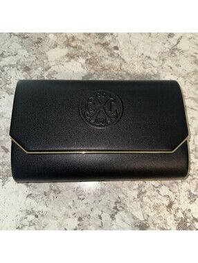 Christian Lacroix Black Clutch Magnetic Closure Detachable Chain Strap Pockets